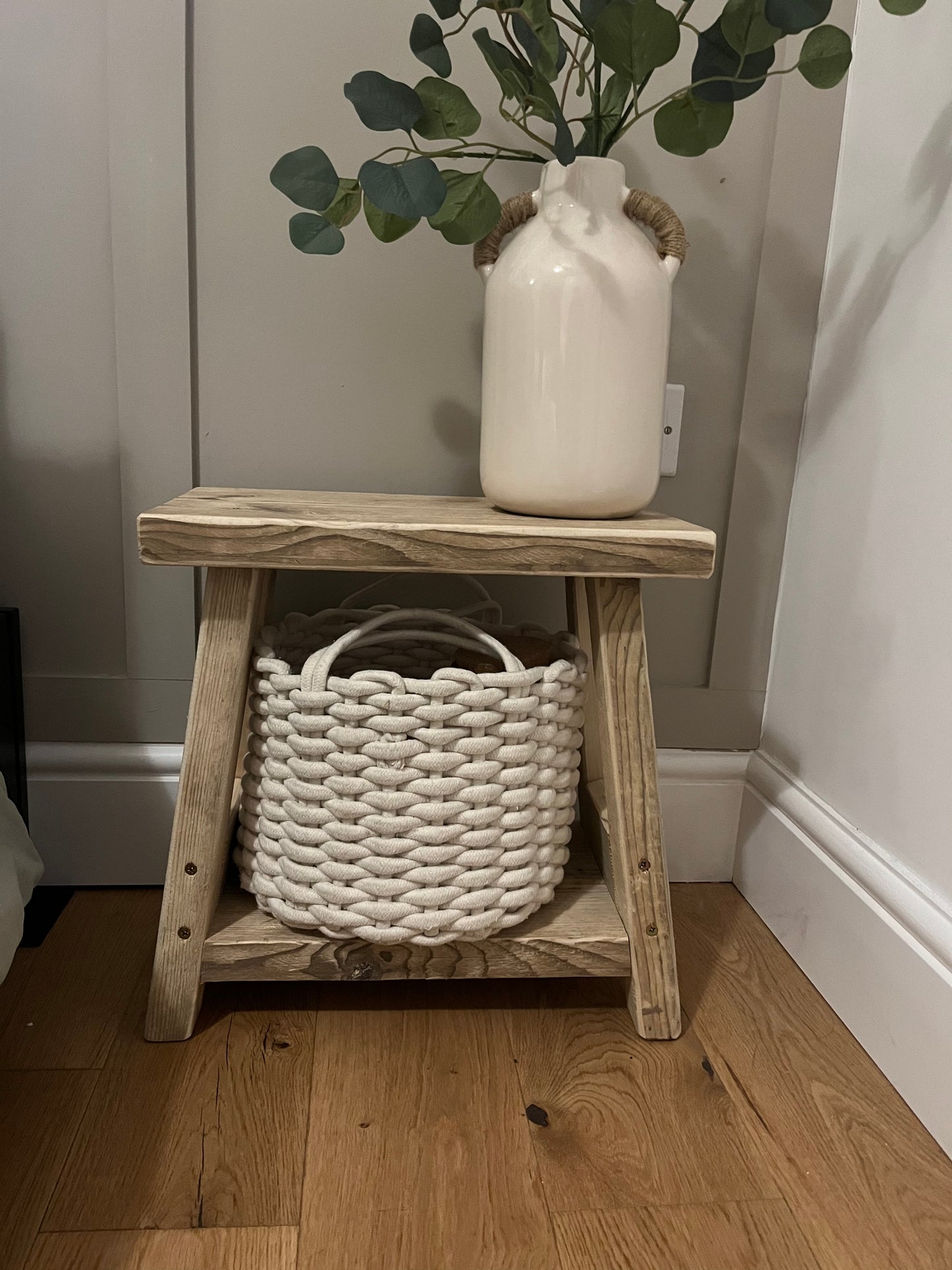 Rustic Side Bench With Shelf