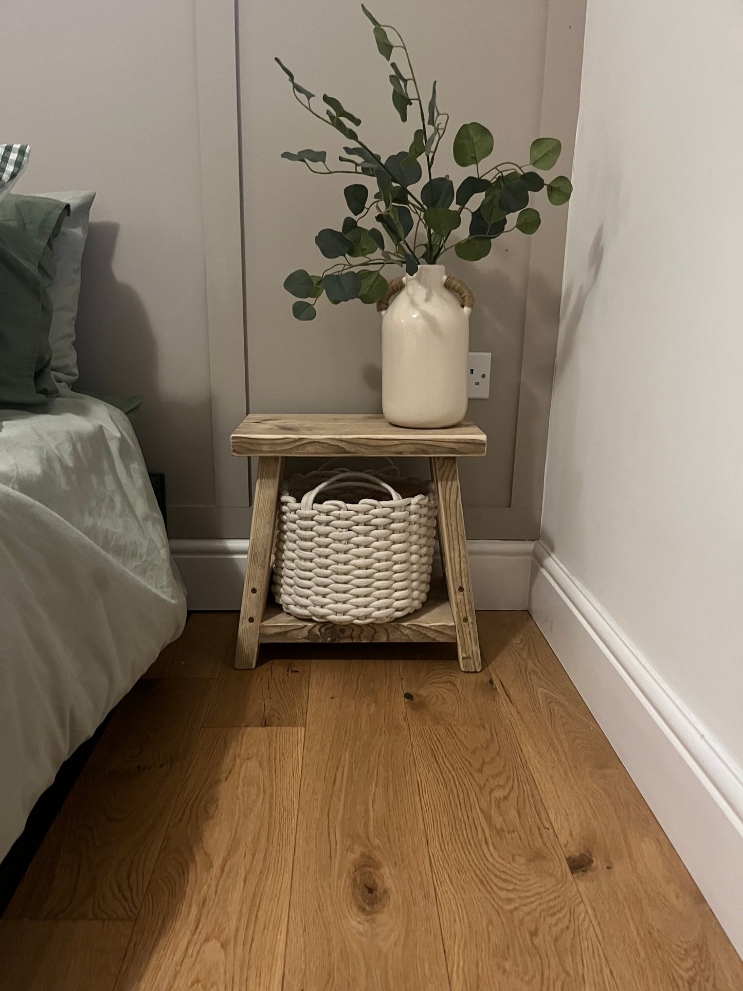 Rustic Side Bench With Shelf