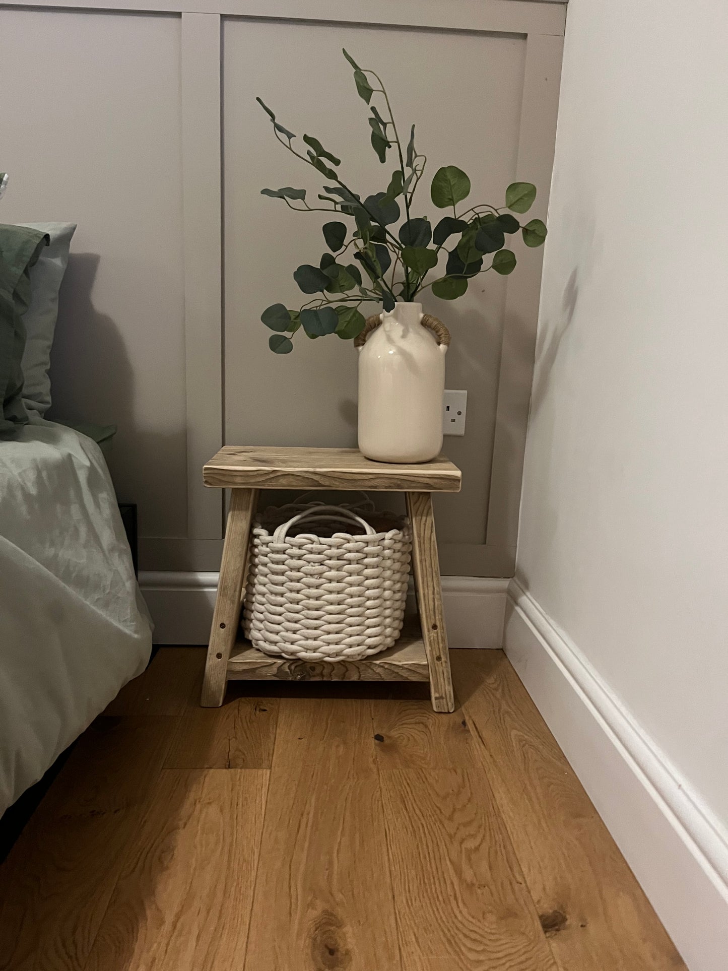 Rustic Side Bench With Shelf