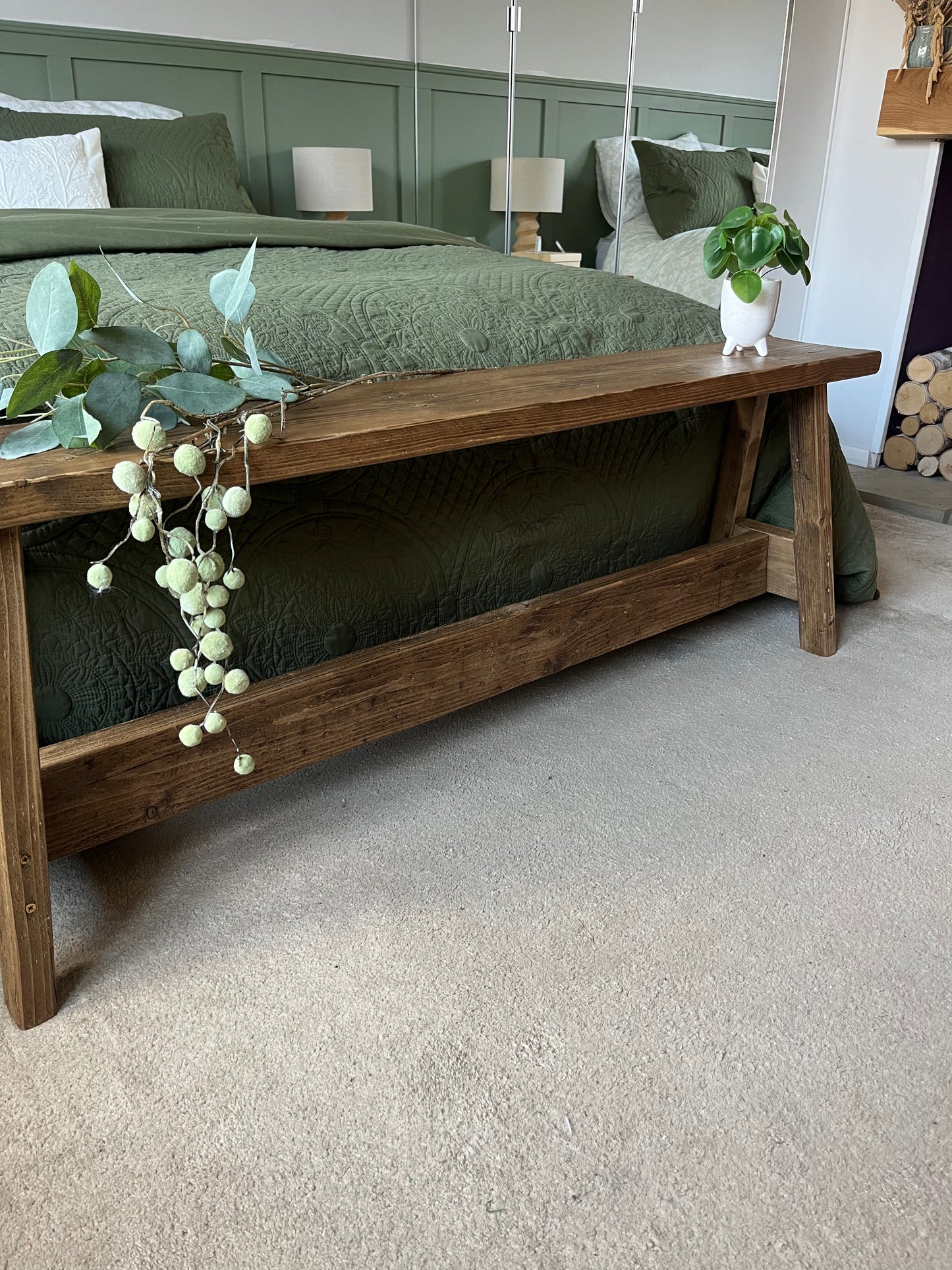Beautiful Handmade Rustic End of Bed Bench