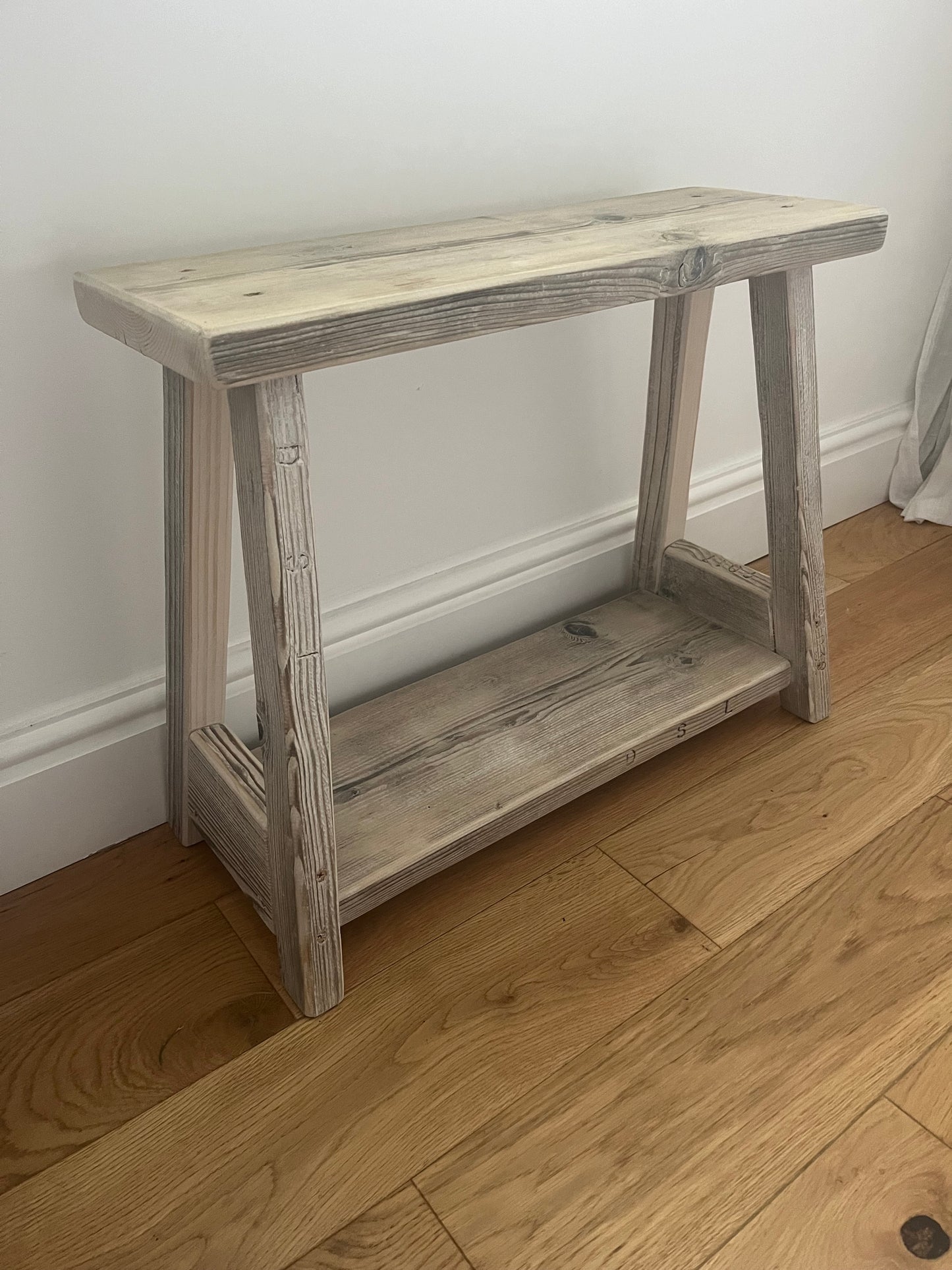 Rustic Side Bench With Shelf