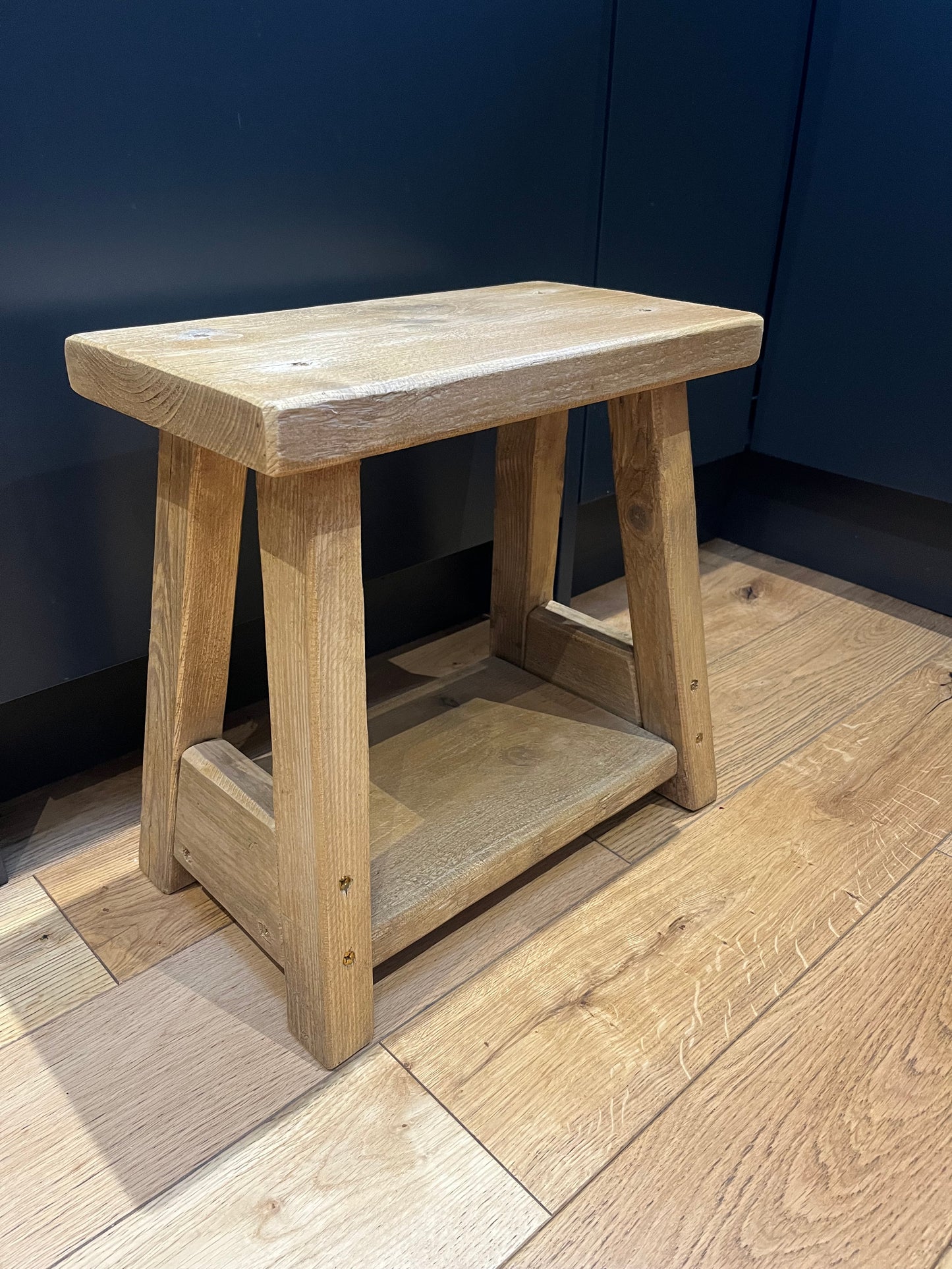 Rustic Side Bench With Shelf